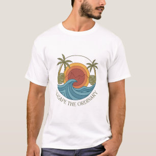 Fly från det vanliga Retro sommar strand solnedgån T Shirt