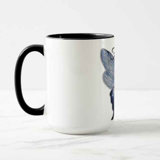 Fly Free – Blue Butterfly Art Design Mugg (Vänster)