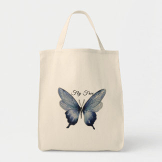 Fly Free – Blue Butterfly Art Design Tygkasse