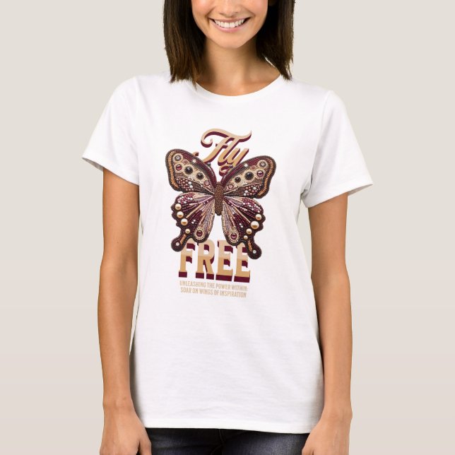Fly Free Butterfly T Shirt (Framsida)