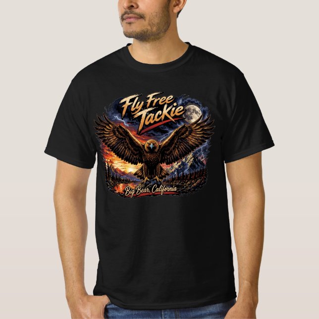 Fly Free Jackie Big Bear Eagle Mountain Art T Shirt (Framsida)