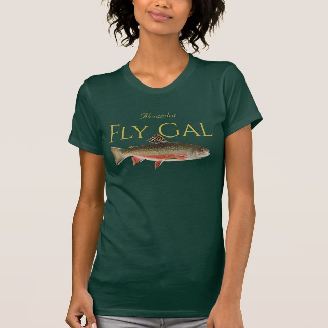 Fly Gal Fishermen Flygfiske Trout Flies T-Shirt (Framsida)