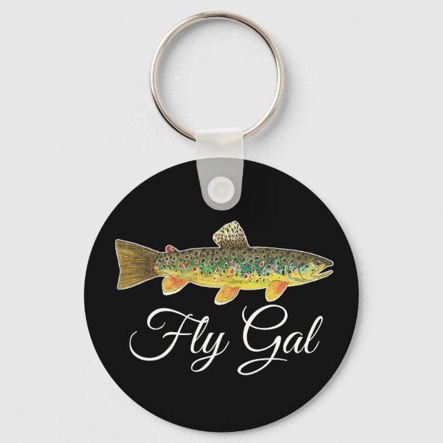 FLY GAL - Flygfiske Fisherwomen Womans's Nyckelring (Framsida)