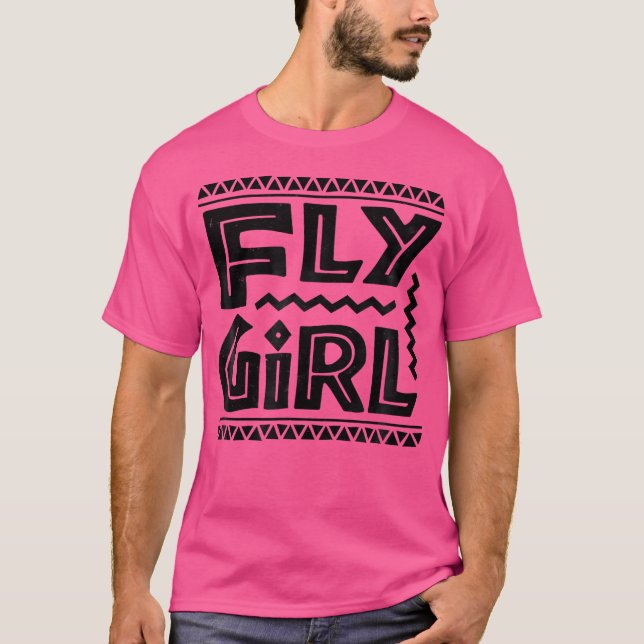 Fly Girl 80S 90S Old school Disted B-Girl Hip T Shirt (Framsida)