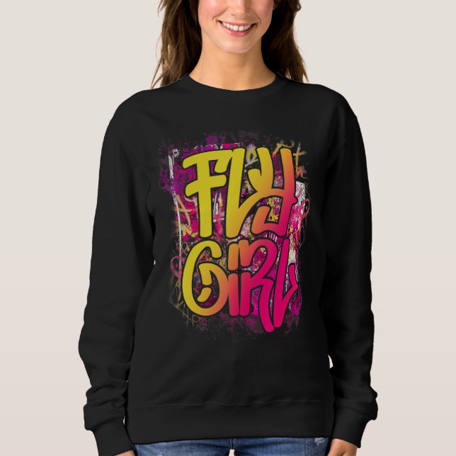 Fly Girl 80s 90s Old School Hip Hop Girls T Shirt (Framsida)