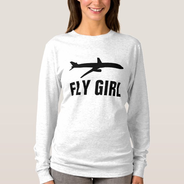 FLY GIRL AVIATION DAM PILOT T-Shirts (Framsida)
