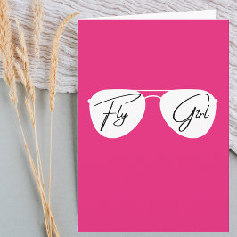 Fly Girl Aviator Sunglasses,Cute Rosa Birthday Kort