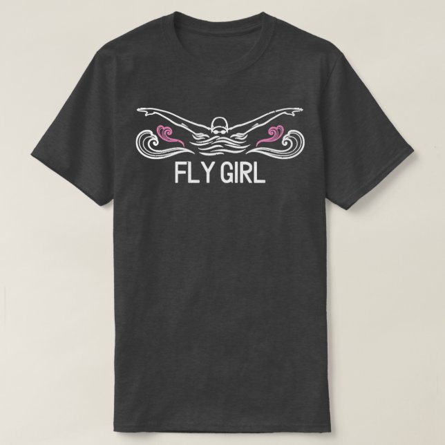 Fly Girl Hoodie Butterfly Swimming Funny Simma T Shirt (Design framsida)