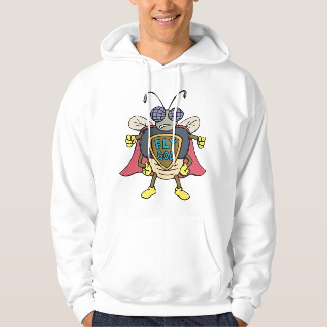 Fly Gud Superhjälte Fly Insekt Karaktär Hoodie (Framsida)