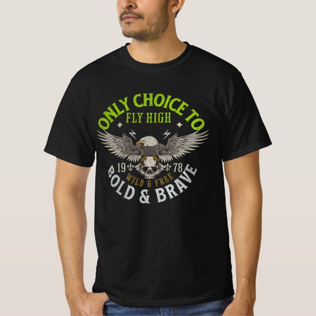 Fly High-Bold och Modig Bird Graphic T-Shirt (Framsida)