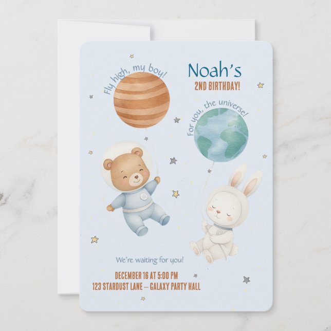 Fly High, Little Astronaut  Inbjudningar (Framsida)