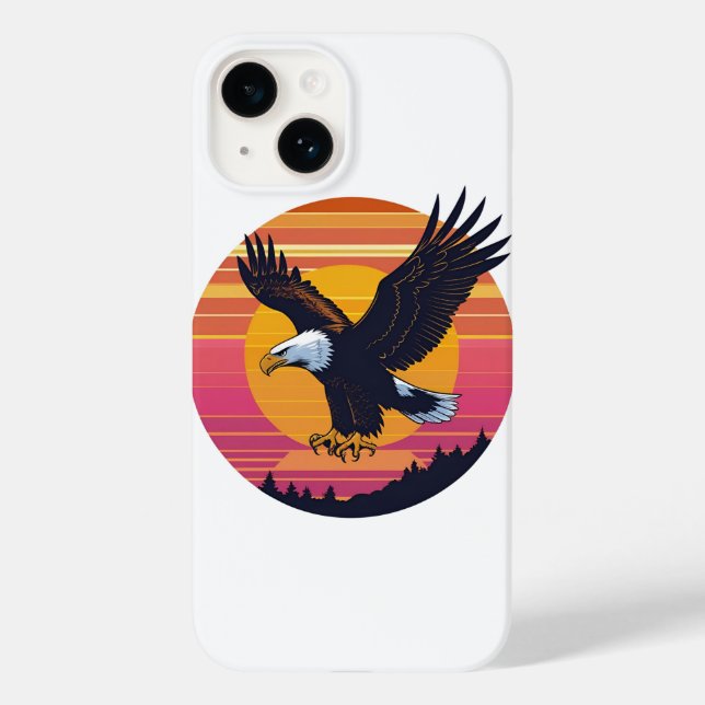 Fly High Soar Free - Retro Eagle Sunset Graphic (Baksida)