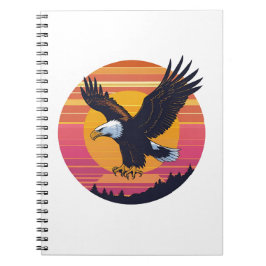 Fly High Soar Free - Retro Eagle Sunset Graphic Anteckningsbok