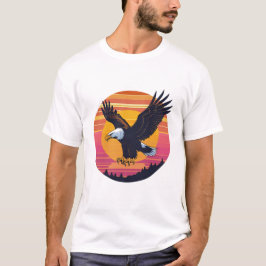 Fly High Soar Free - Retro Eagle Sunset Graphic T Shirt