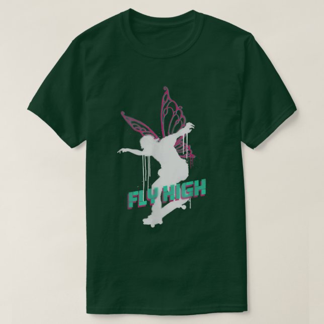 Fly High Spray Paint Fairy Skater Skateboarding Ac T Shirt (Design framsida)