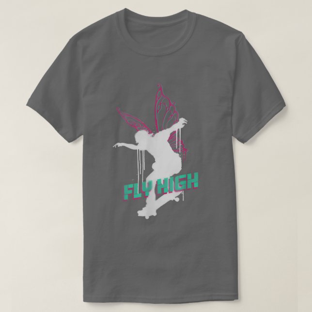 Fly High Spray Paint Fairy Skater Skateboarding Ac T Shirt (Design framsida)