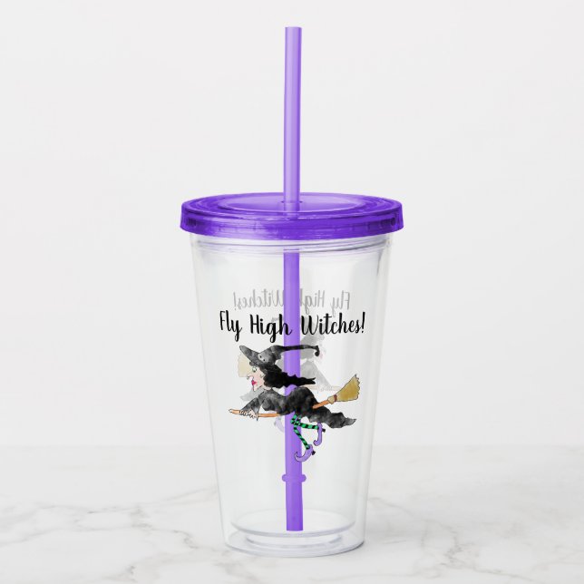 Fly High Witches Acrylic Tumbler Take Away Mugg (Framsida)