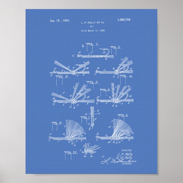 Fly Krok 1924 Patent Art Blueprint Poster (Framsidan)
