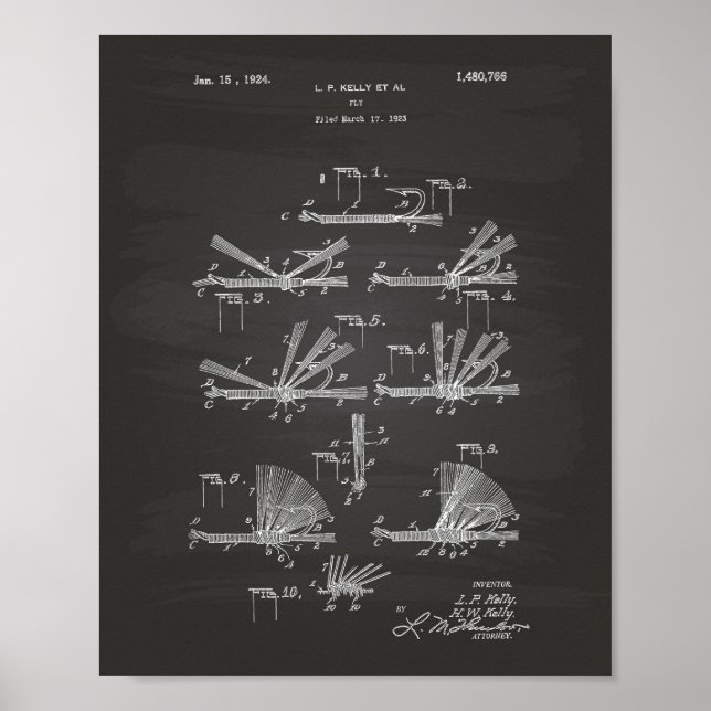 Fly Krok 1924 Patent Art Chalkboard Poster (Framsidan)