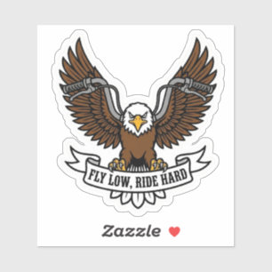 Fly Low Ride Hard Biker Eagle Motorcykel Vinyl Klistermärken