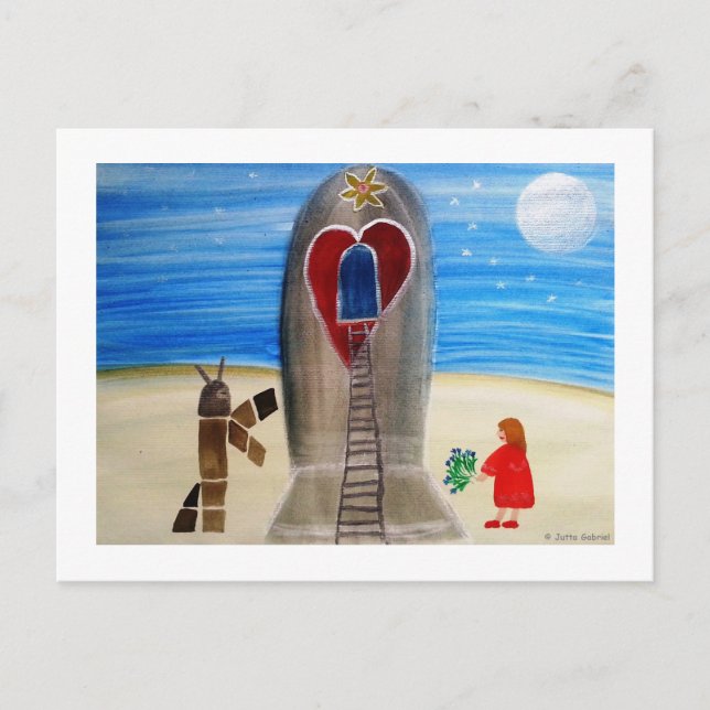 ...Fly Me to The Moon...art by Jutta Gabriel... Vykort (Framsida)