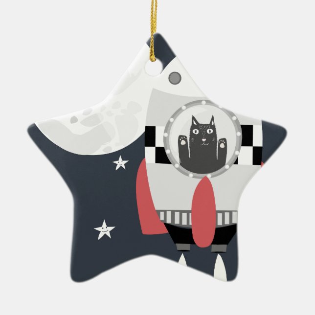 fly me to the moon julgransprydnad keramik (Framsidan)