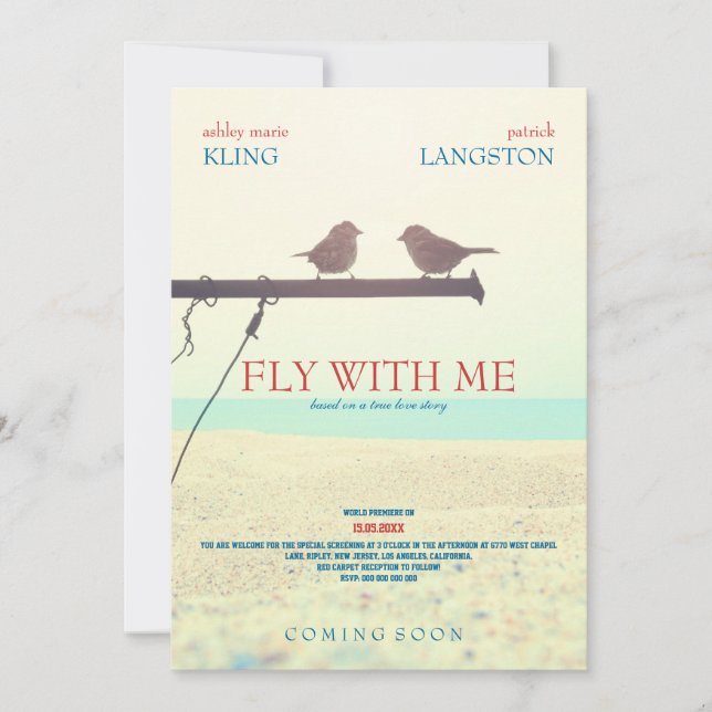 Fly med mig - Bröllopsinbjudning Inbjudningar (Framsida)