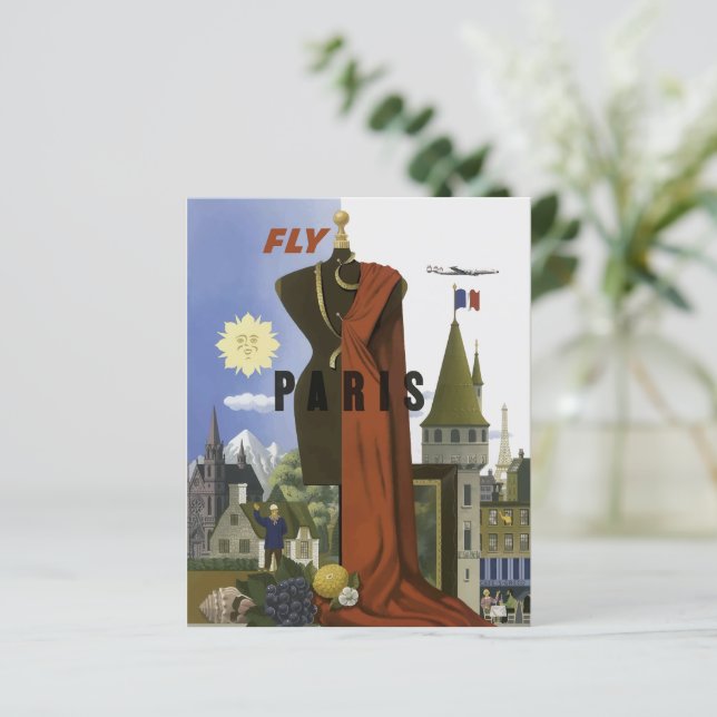 Fly Paris Frankrike Vintage resor Poster (Stående Fram)