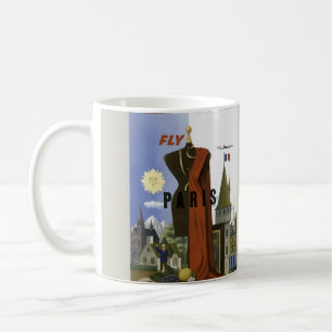 Fly Paris Frankrike Vintage resor Poster Kaffemugg
