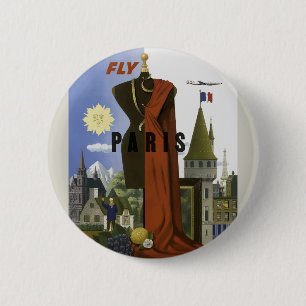 Fly Paris Frankrike Vintage resor Poster Knapp