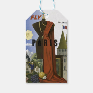 Fly Paris Frankrike Vintage resor Poster Presentetikett