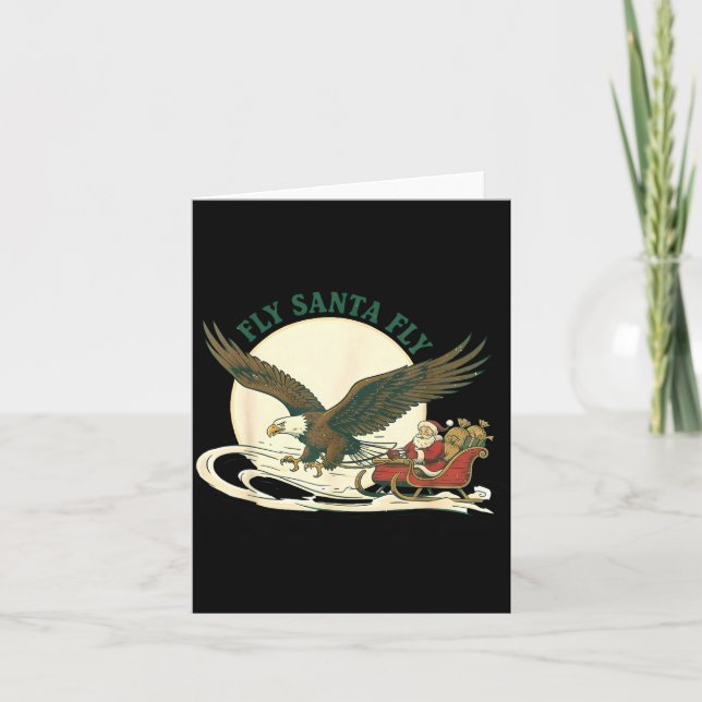 Fly Santa Fly Christmas, Santa Football  Kort (Framsida)