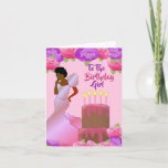 Fly Sister African American Birthday Card Kort<br><div class="desc">Detta vackra födelsedagskort och elegant-kort har rosa och lila ro och en afrikansk amerikansk kvinna i en rosa. Skaffa det här klassens och söta födelsedagskort till din syster och få ett leende på ansikte.</div>
