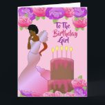 Fly Sister African American Birthday Card Kort<br><div class="desc">Detta vackra födelsedagskort och elegant-kort har rosa och lila ro och en afrikansk amerikansk kvinna i en rosa. Skaffa det här klassens och söta födelsedagskort till din syster och få ett leende på ansikte.</div>