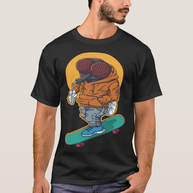 Fly  Skateboard Flies Skateboarder Vintage Skater T Shirt (Framsida)