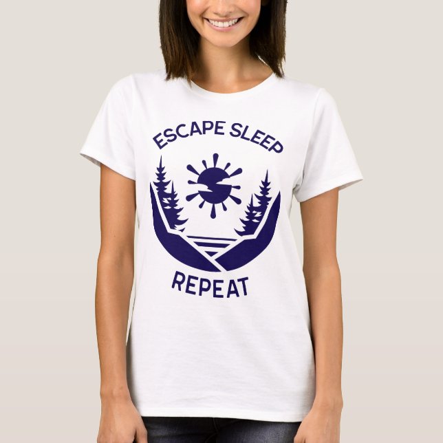 Fly Sömn Upprepa Camping Retreat T Shirt (Framsida)