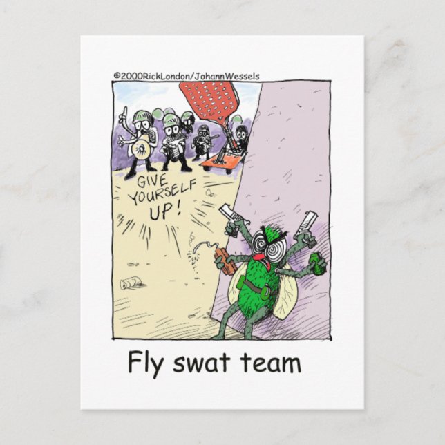 Fly Swat Team Funny Police Gifts & Collectibles Vykort (Framsida)
