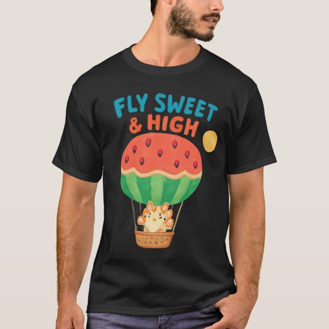 Fly Sweet & High | Vattenmelon Balloon Cat T Shirt (Framsida)