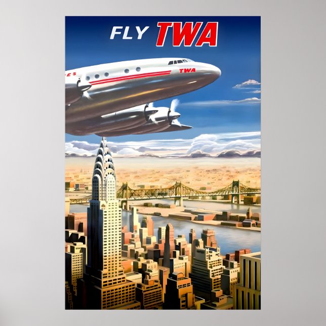 Fly TWA Trans World Airlines Chrysler Building New Poster (Framsidan)