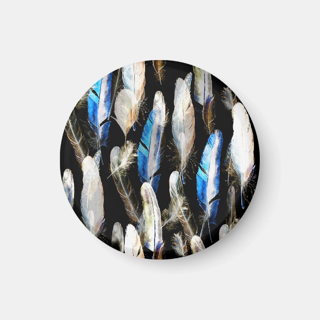 Fly Watercolor Feathers: Sömlös bakgrund Magnet (Framsidan)