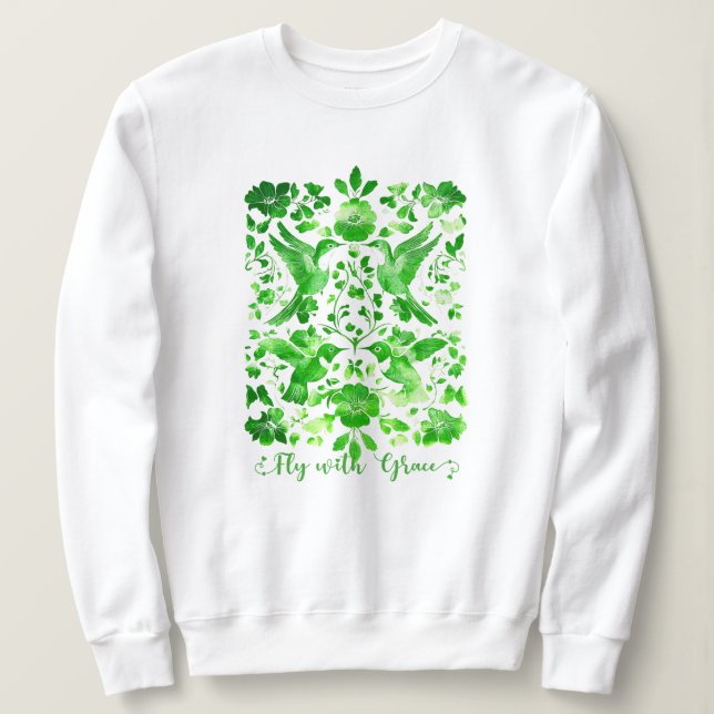 Fly with Grace Inspirational MintGreen Bird T Shirt (Design framsida)