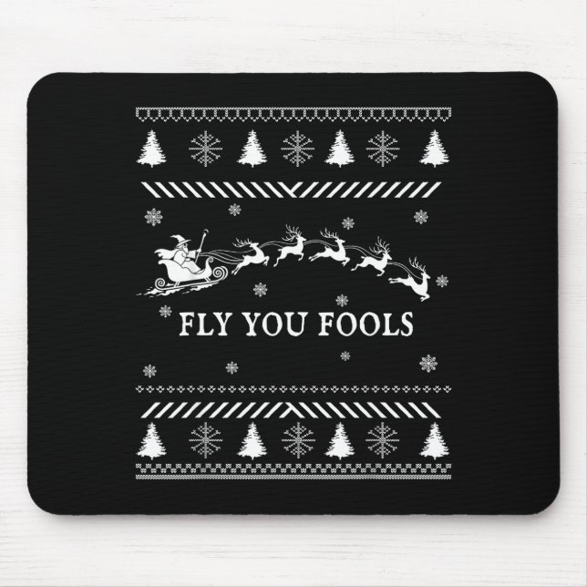 Fly You Fools Wizard Santa Sleigh Reindeer Ugly Ch Musmatta (Framsidan)