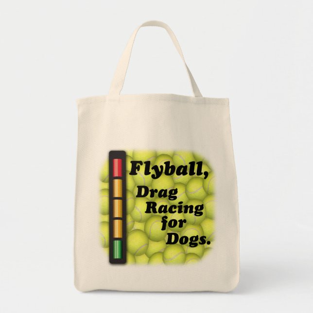 Flyball är friktionstävla för hundar, tygkasse (Framsidan)