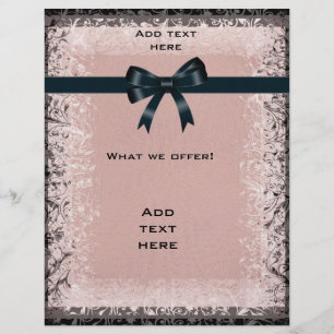 Flyer Antik Gammal Papper Rosa Svarta Slingor Mall