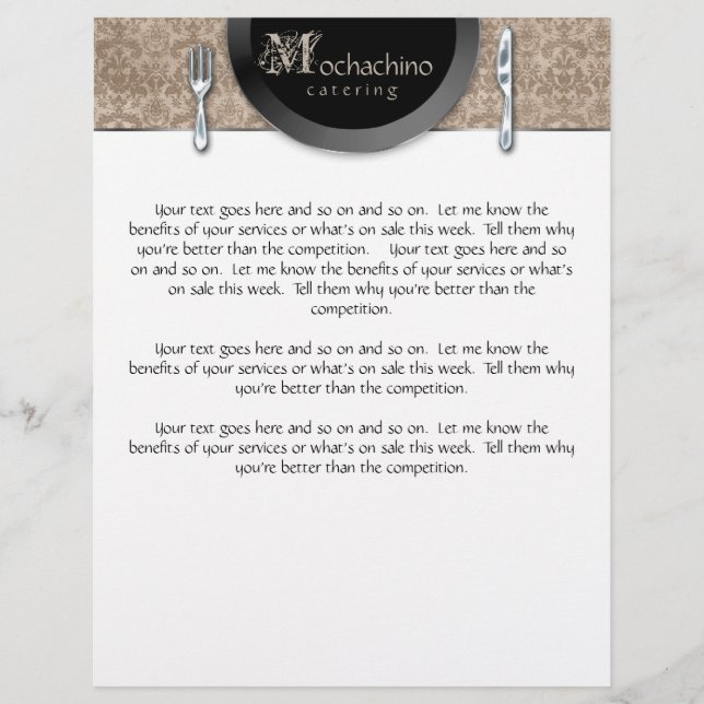 Flyer Catering Cutlery Beige Damask (Framsidan)