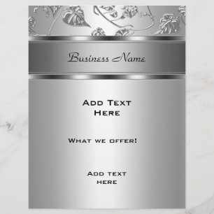 Flyer Elegant Classy Silver Embossed Blommigt