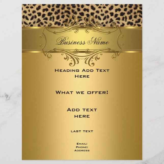 Flyer Elegant Klassisk Guld Svart Leopard djur (Framsidan)