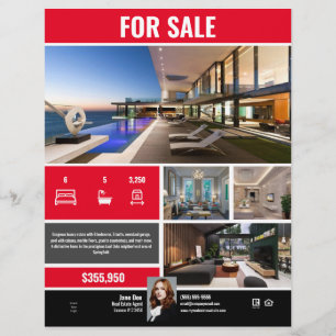Flyer - för försäljning - Red Modern