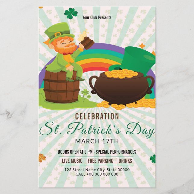 Flyer för inbjudan till st patrick's day (Framsidan)
