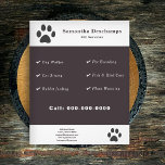 Flyer för nöjesfält<br><div class="desc">En Flyer med illustrationer av katt tass. Helt anpassade kan den vara lämplig för alla typer av sällskapsdjurstjänster såsom hundpromenader,  sitta,  matande av kanin,  fiskvård,  fågelvård,  växtskydd,  bordning av sällskapsdjur osv. Du kan byta katt tass med logotypen eller fotot.</div>